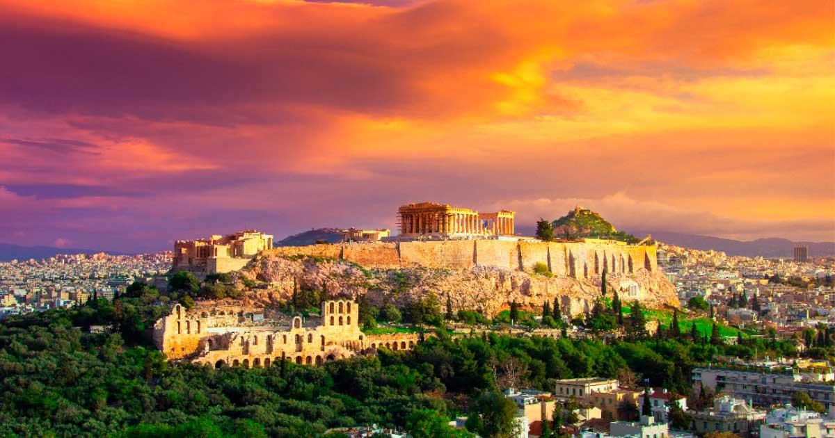 Athens at sunset. Source: gatsi / Adobe Stock