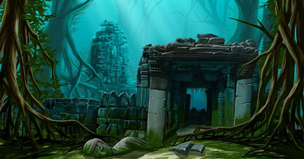 Ancient town ruins. Underwater background. Was Atlantis actually in India? 