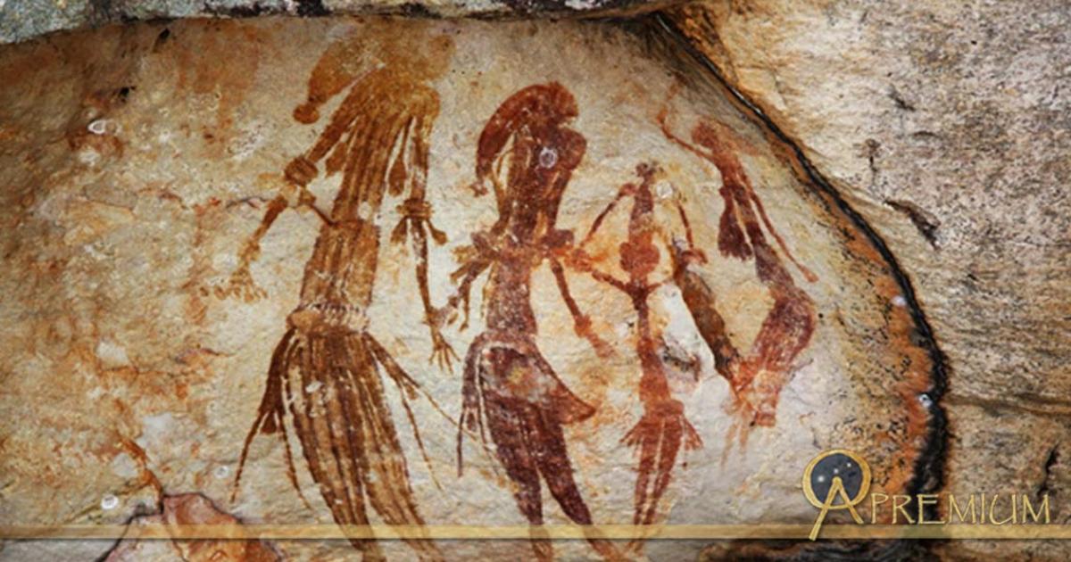 Bradshaw rock paintings found in the north-west Kimberley region of Western Australia. 