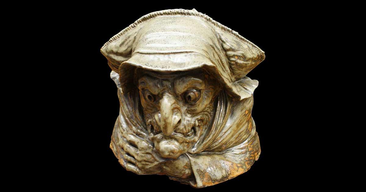 Sculpture depicting the gnarly-faced character of Baba Yaga. Source: Public domain