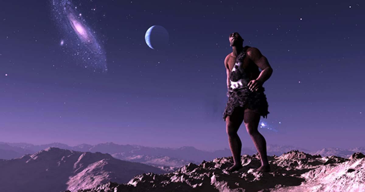 Early man looking up at the stars (Kovalenko I / Adobe Stock)