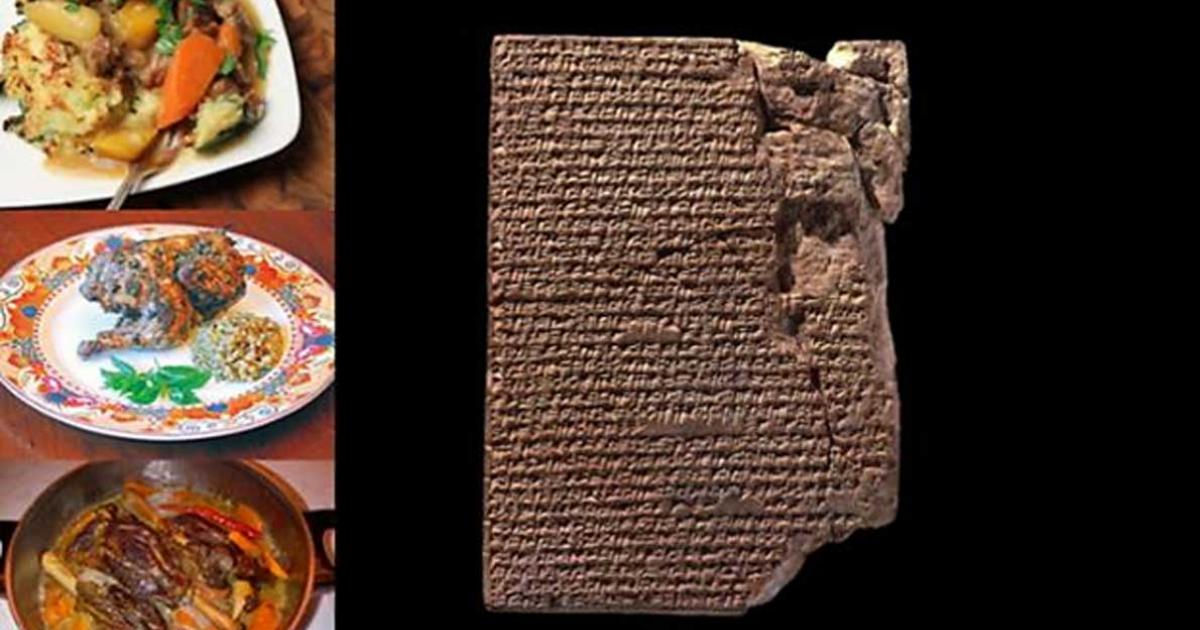 Example of a lamb stew with vegetables. (Jo del Corro/CC BY 2.0) “Hen with Herbs”. Laura Kelley recreates Recipe 2 from Yale tablet 8958. (Laura Kelley) Lamb shanks in a stew. (E4024/CC BY SA 4.0) YBC 4644, a tablet with a Babylonian recipe, ca. 1750 BC. (Yale University Library)