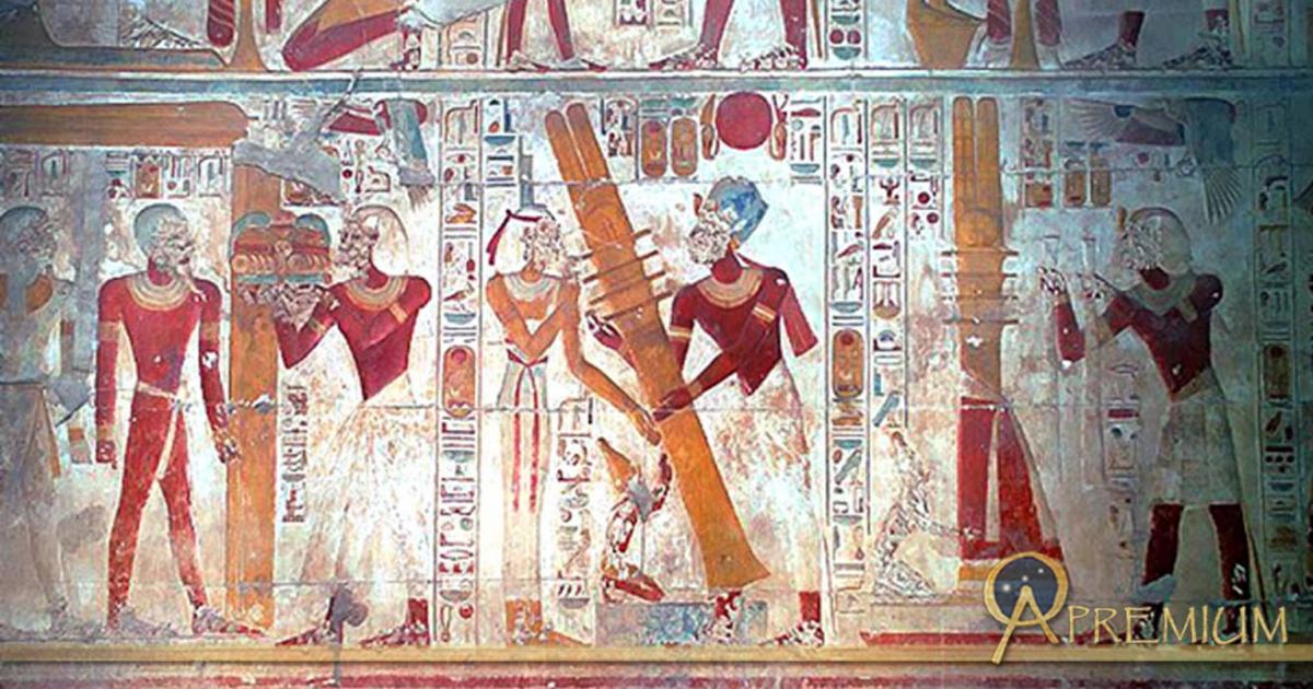 A scene on the west wall of the Osiris Hall at Abydos shows the raising of the Djed pillar. 