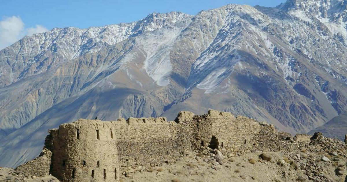 The ruins of Yamchun Fortress near Pamir, on the border of Afghanistan, where one can still see remains of the ancient classical culture of Bactria. Source: Jonny / Adobe Stock
