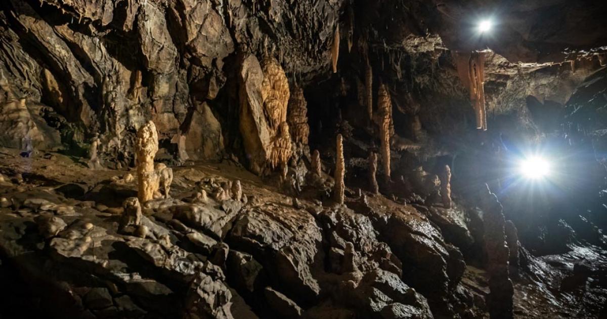 Stalactites and stalagmites in Baradla Cave, Hungary
