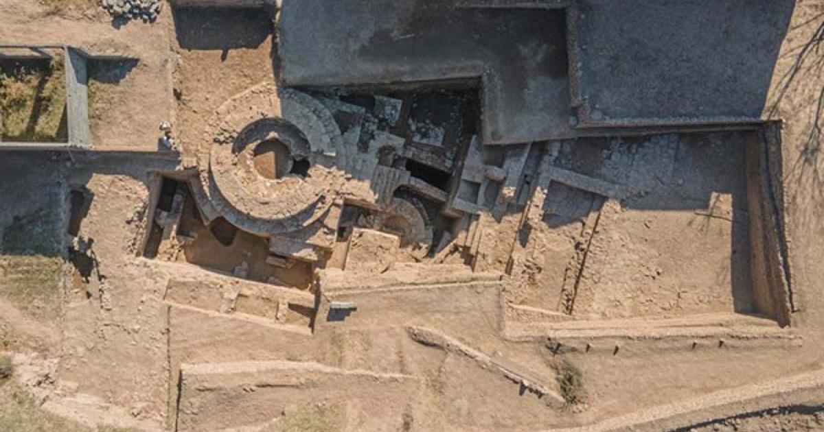 An aerial view of the newly discovered BC Buddhist temple found in the Barikok ruins of Pakistan.	Source: Ca' Foscari University