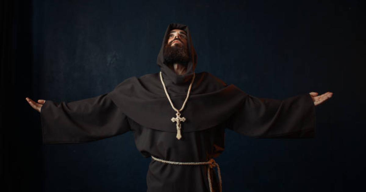 A Benedictine monk in a black robe