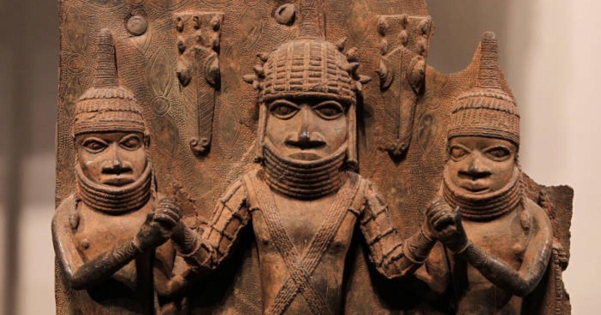 Cast brass plaque from Benin City, Nigeria.