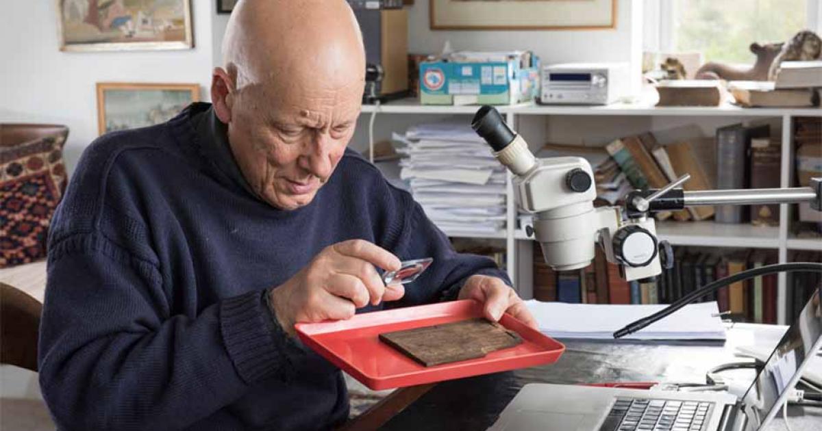 Roger Tomlin deciphering one of the 405 Bloomberg Tablets found at the heart of Roman Britain, Londinium, which are the oldest written documents ever found in the UK.
