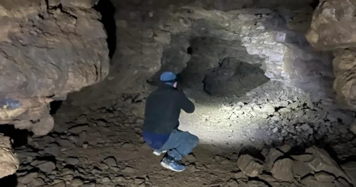 A member of the Bloxham Underground Tunnel Society explores one of the newly discovered passages. 