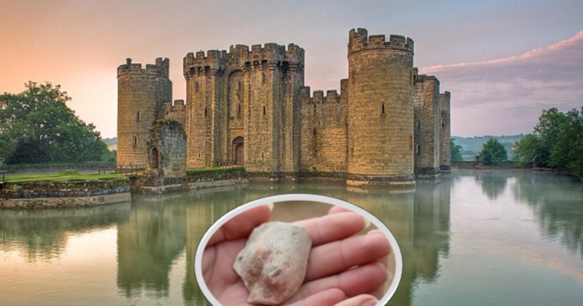 Bodiam Castle with inset Roman Venus figurine fragment.  