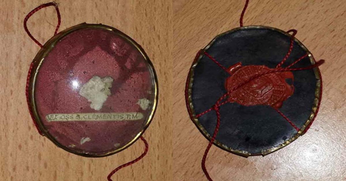 The supposed St Clement relic that was found by Envirowaste workers in London, UK.
