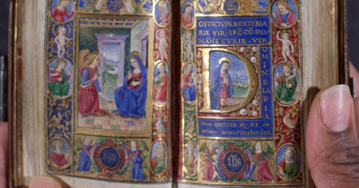 Manuscript of the ‘Book of Hours’ produced in Florence in the late 15th century. It is on uterine vellum. Credit: Rauner Special Collections Library.