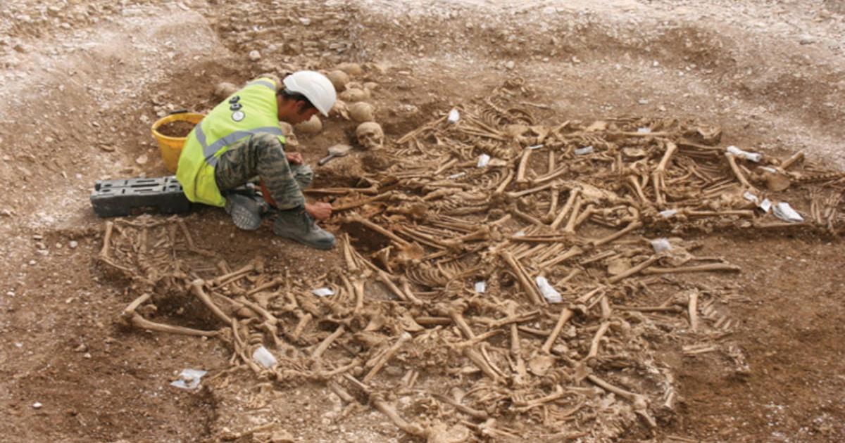 A burial pit of apparent Viking victims in Dorset.