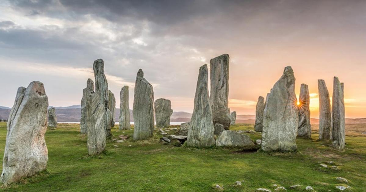 Callanish stones at sunset. 