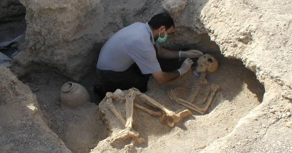 An archaeologist works in the Bronze Age Burnt City of southeastern Iran