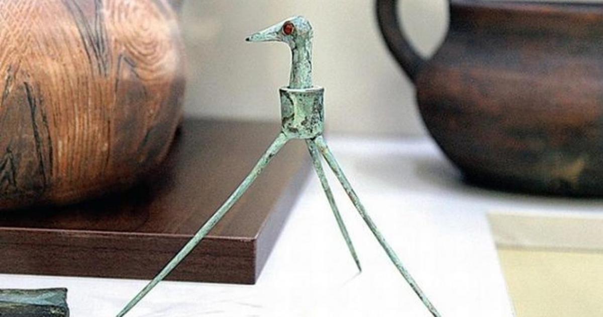 Ancient bronze stork discovered in the Rhodope Mountains in Southern Bulgaria. 