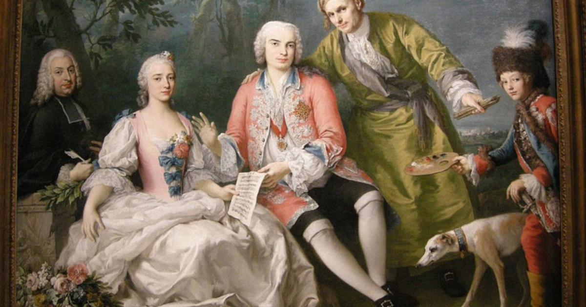 Portrait group: The singer Farinelli and friends.