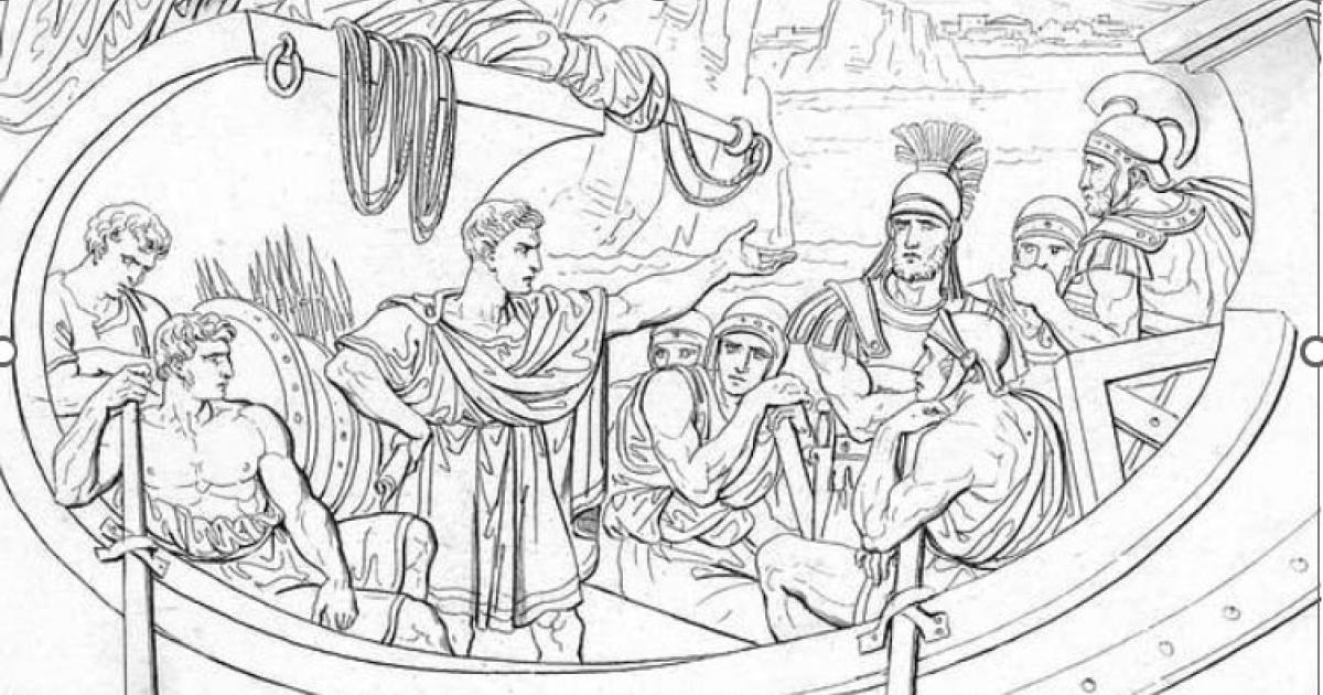Caesar captured by pirates, turns around and gives them imperious commands. Source: Public Domain 