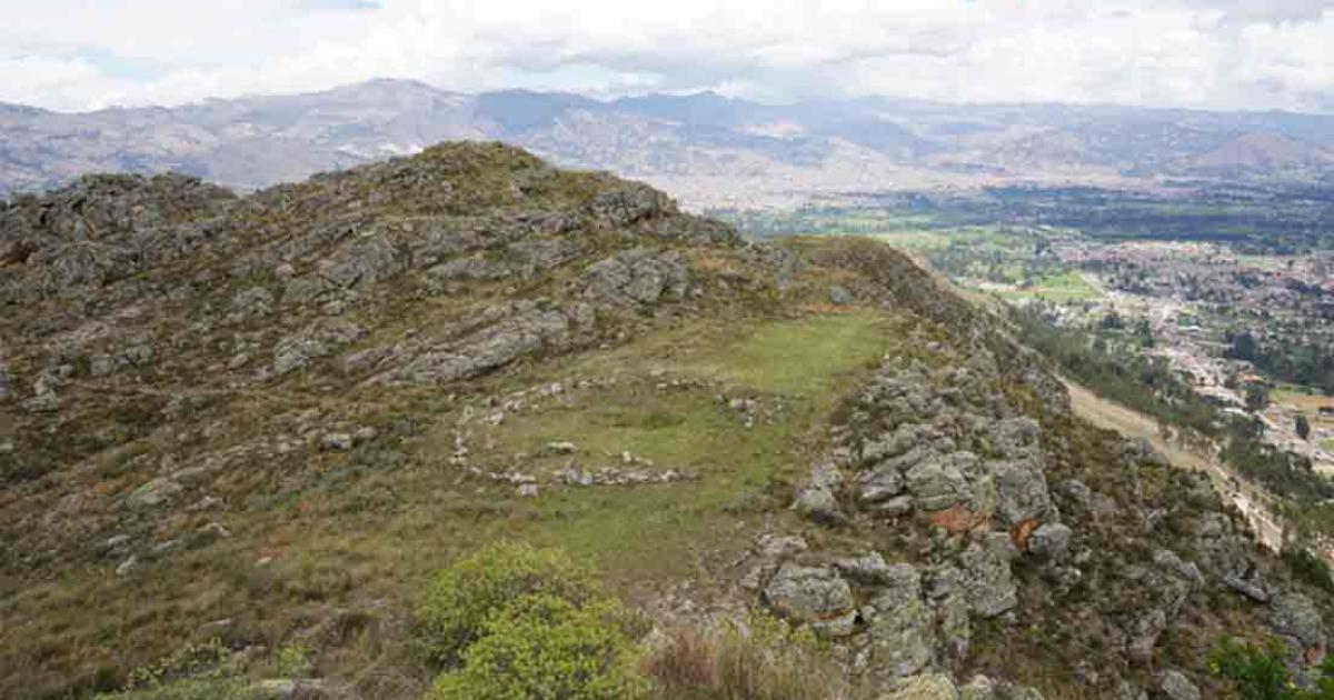 Arial photo of the Callacpuma plaza, with the stone circle at the center. Source: Toohey et al./Science Advances