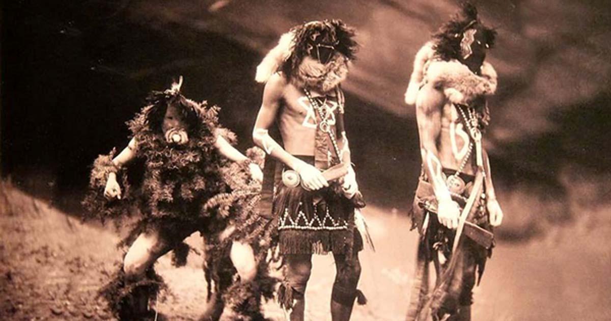 Navajo Yebichai (Yei Bi Chei) dancers. Edward S. Curtis. USA, 1900. The Welcome Collection, London