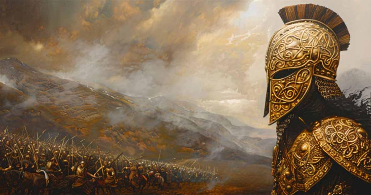 AI generated abstract modern painting of a chieftain of ancient Britannia, possibly Catuvellauni. Source: Pana/Adobe Stock