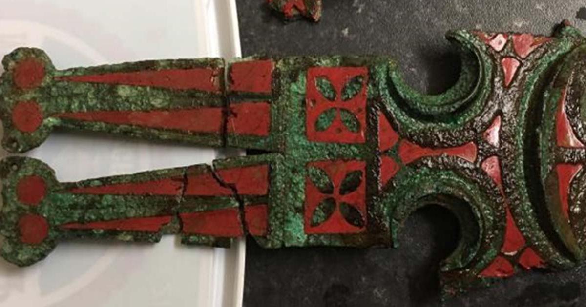 This bronze and enamel decoration would have been worn by one of the Celtic chariot's ponies.