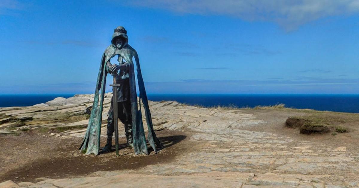 King Arthur statue at Tintagel Castle, one of the mysterious Celtic Kings of legend. 	Source: Alex / Adobe Stock