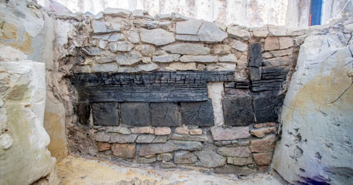 The exceptionally preserved timber-and-stone structure beside the Main River.