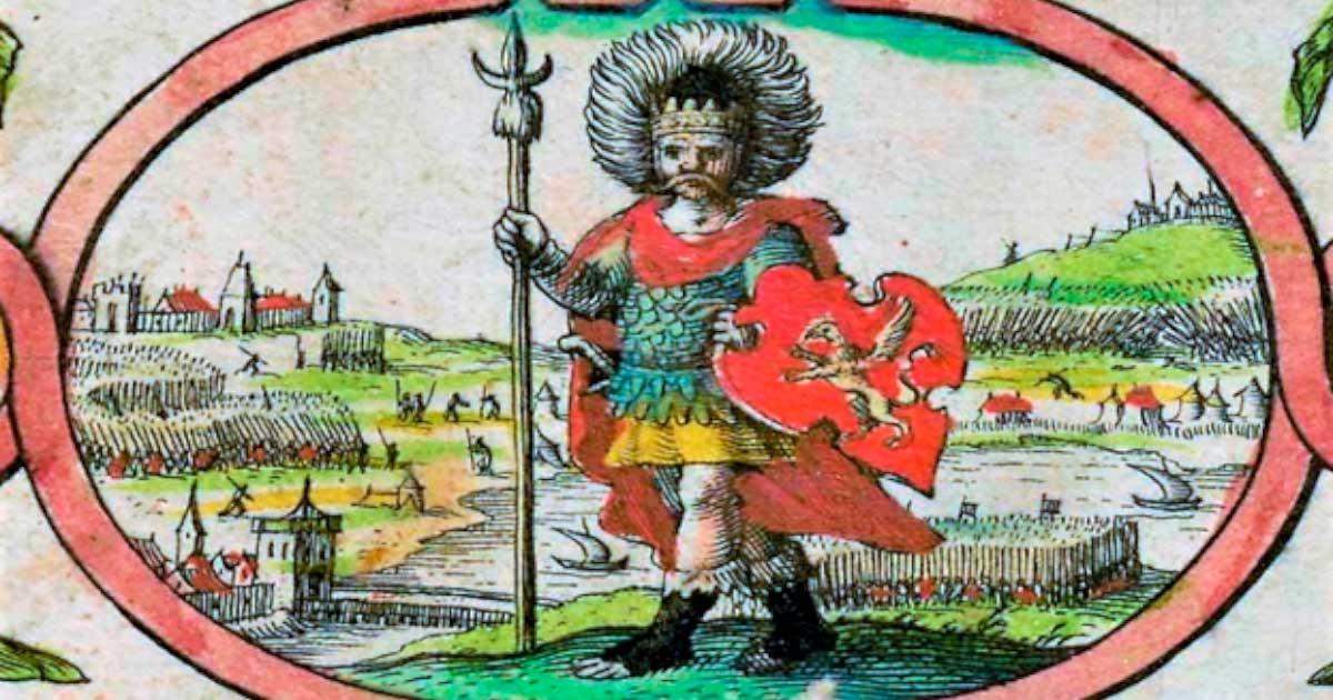 An imaginary depiction of Cerdic of Wessex from John Speed's 1611 "Saxon Heptarchy." Source: John Speed / Public domain