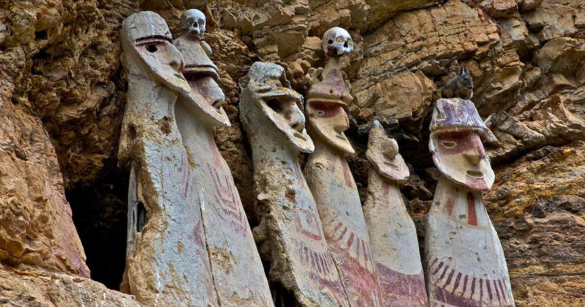 The sarcophagi of Carajia, the emblematic image of the lost culture of the Chachapoya Cloud Warriors. Source: newfotografer / Adobe Stock