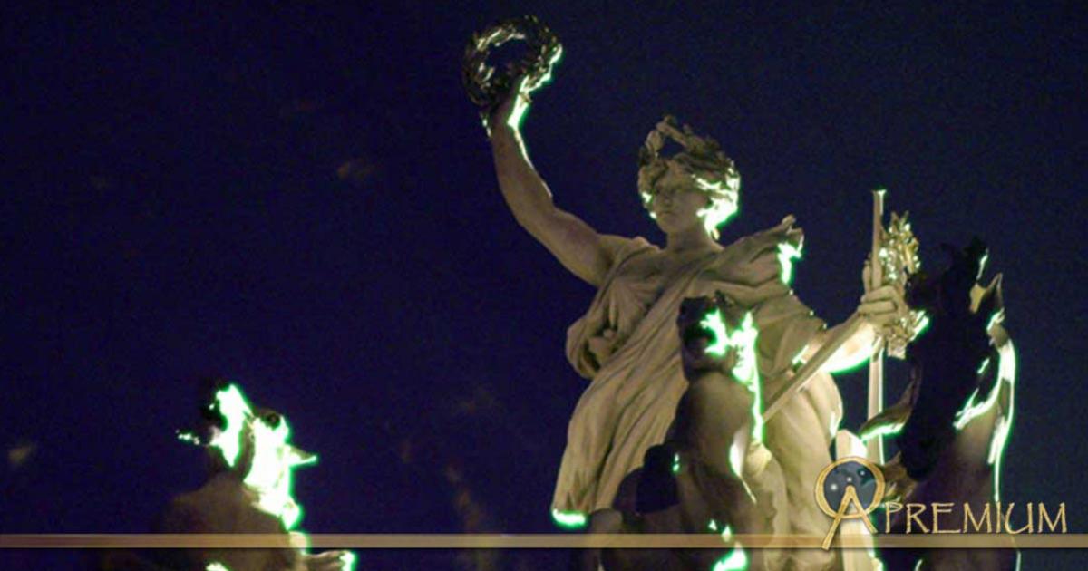 A Quadriga, with woman riding in a triumphal chariot. France.
