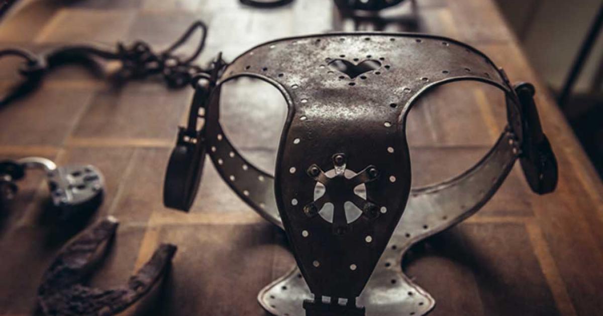  Old iron chastity belt from Middle Ages. 