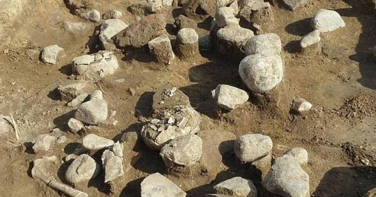 The ritual pit in which the children were crushed by stones 