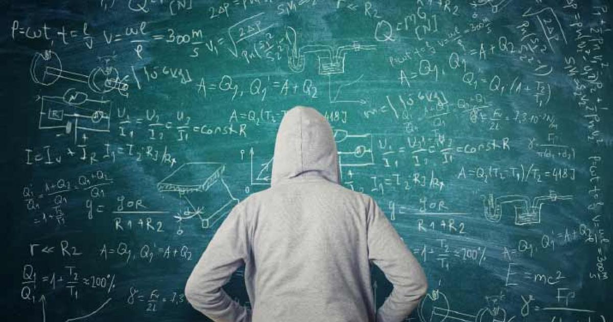A hooded man contemplates complex math formula. Source: adzicnatasa / Adobe Stock