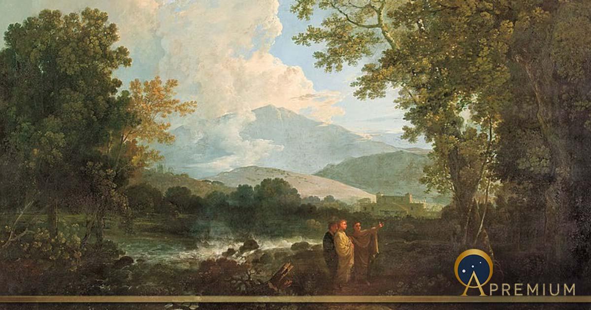 Cicero with his friend Atticus and brother Quintus, at his villa at Arpinum by Richard Wilson (1771) (Public Domain)