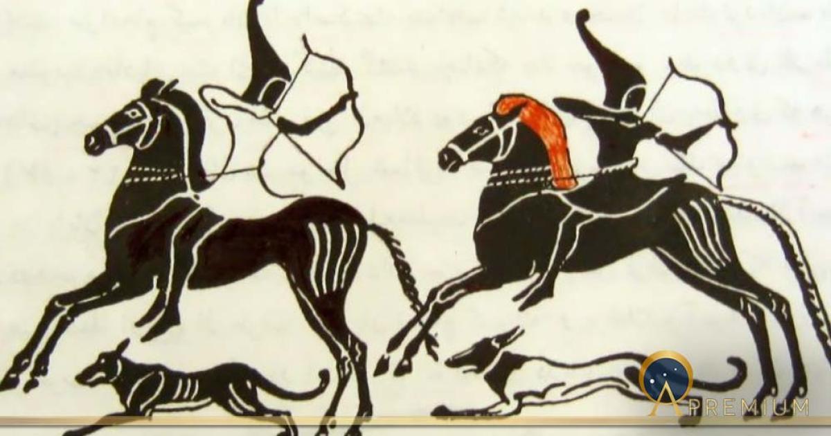 Reproduction of a depiction of Cimmerian mounted archers from a Greek vase. (Shams bahari /CC BY-SA 3.0)