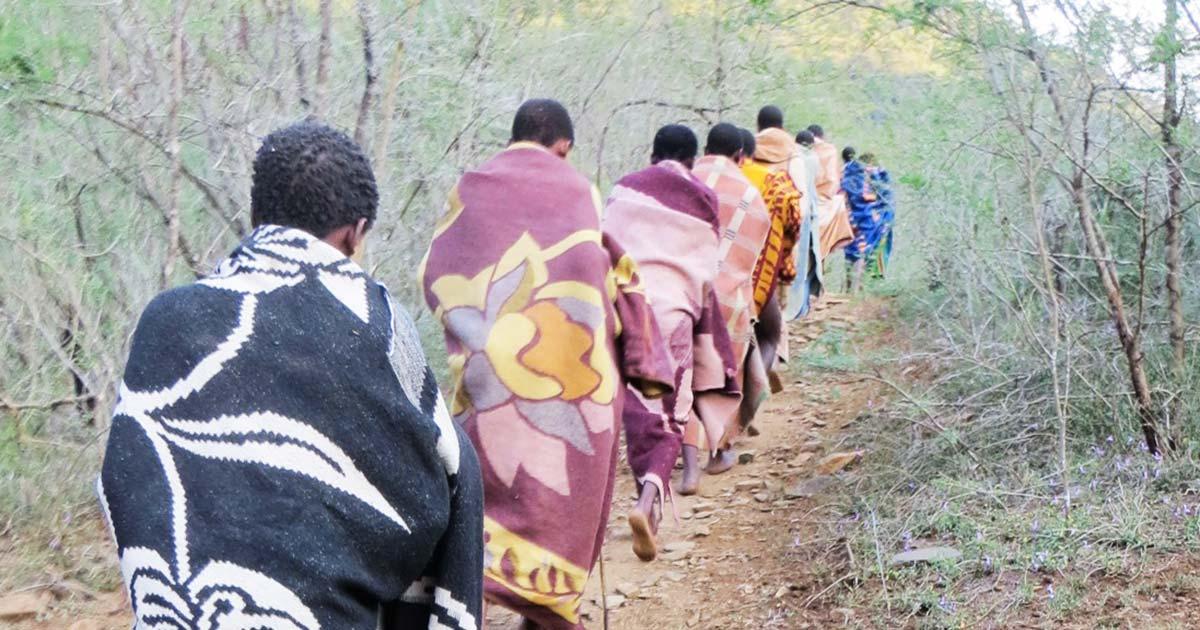 Xhosa boys taking part in the Ulwaluko circumcision tradition. Source: Dingeman / GNU Free Documentation License.