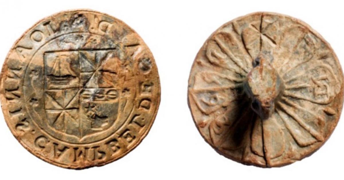 Clan Campbell seal matrix of Sir John Campbell of Cawdor.    Source: Sarah Lambert-Gates & Darko Maricevic ̌ / Antiquity Publications Ltd