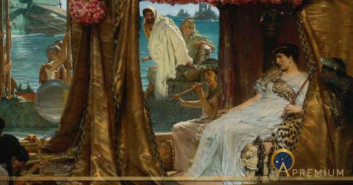 The Meeting of Antony and Cleopatra by Sir Lawrence Alma Tadema (1885) (Public Domain)