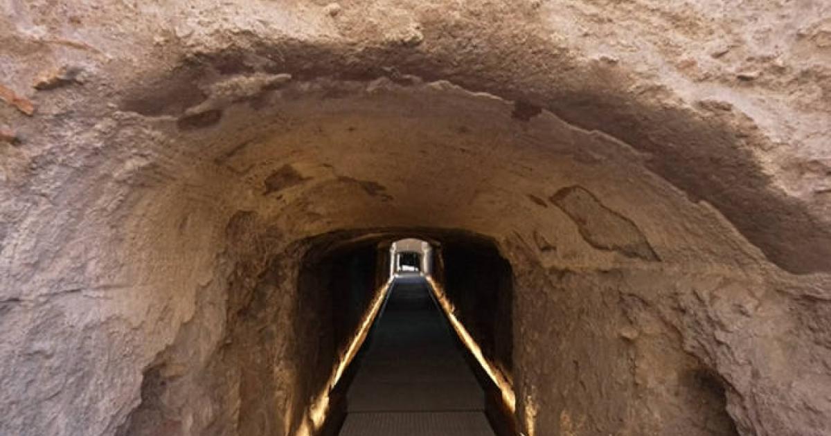 View of the restored underground passage in the Colosseum.