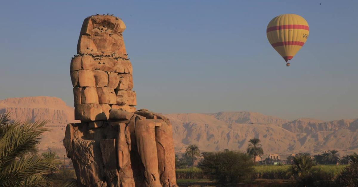 One of the iconic Colossi of Memnon statues.