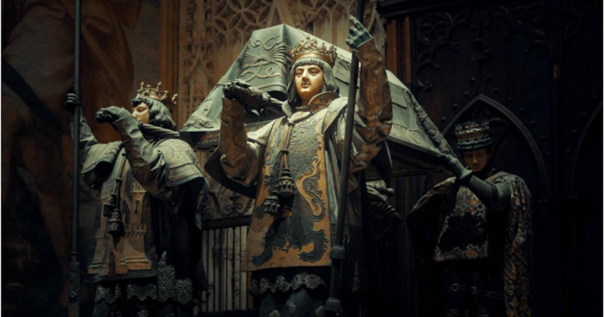 Tomb of Christopher Columbus in Seville Cathedral.