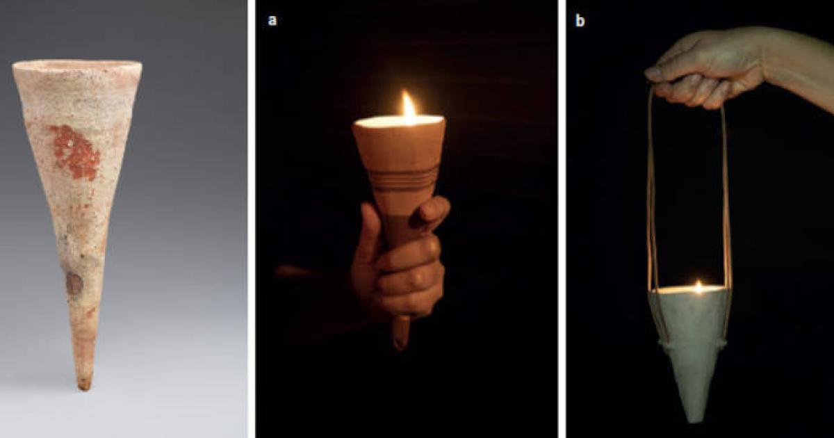 The Chalcolithic “cornets” are conical ceramic vessels, shown here.