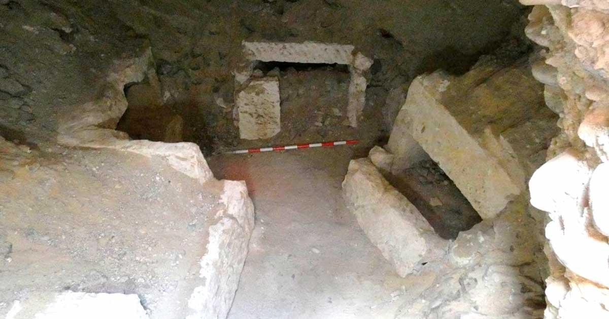 One of the recently discovered set of tombs in Al-Bhansa region in the Governorate of Minya. Credit: Ministry of Tourism and Antiquities.