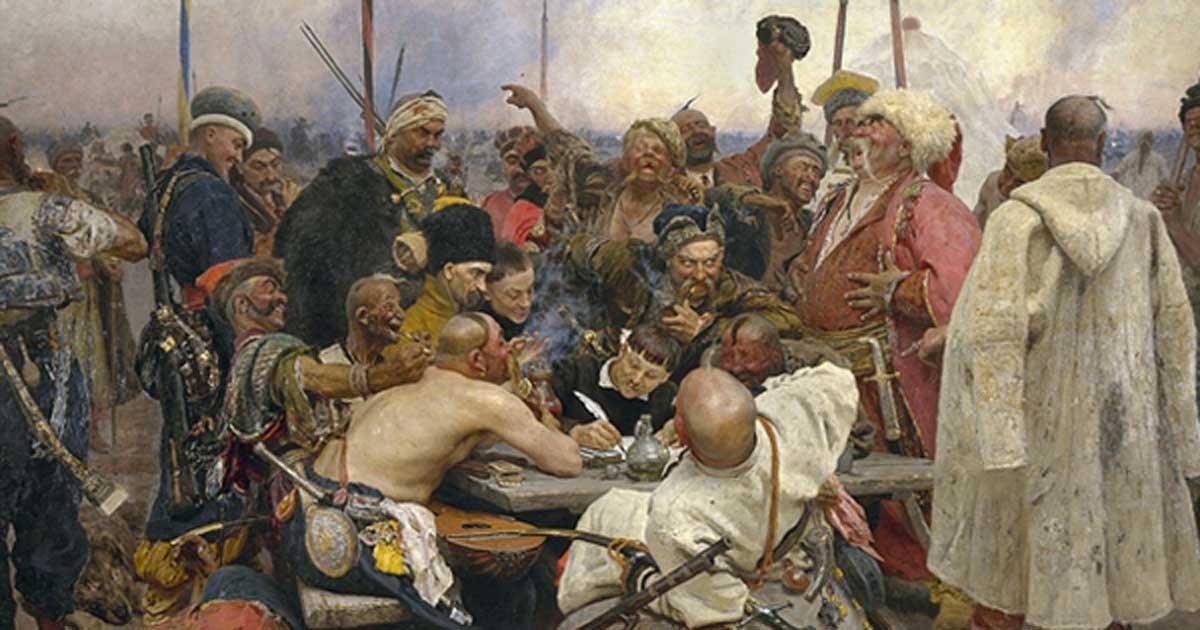 "Zaporozhian Cossacks write to the Sultan of Turkey" by Ilya Repin (1844–1930)