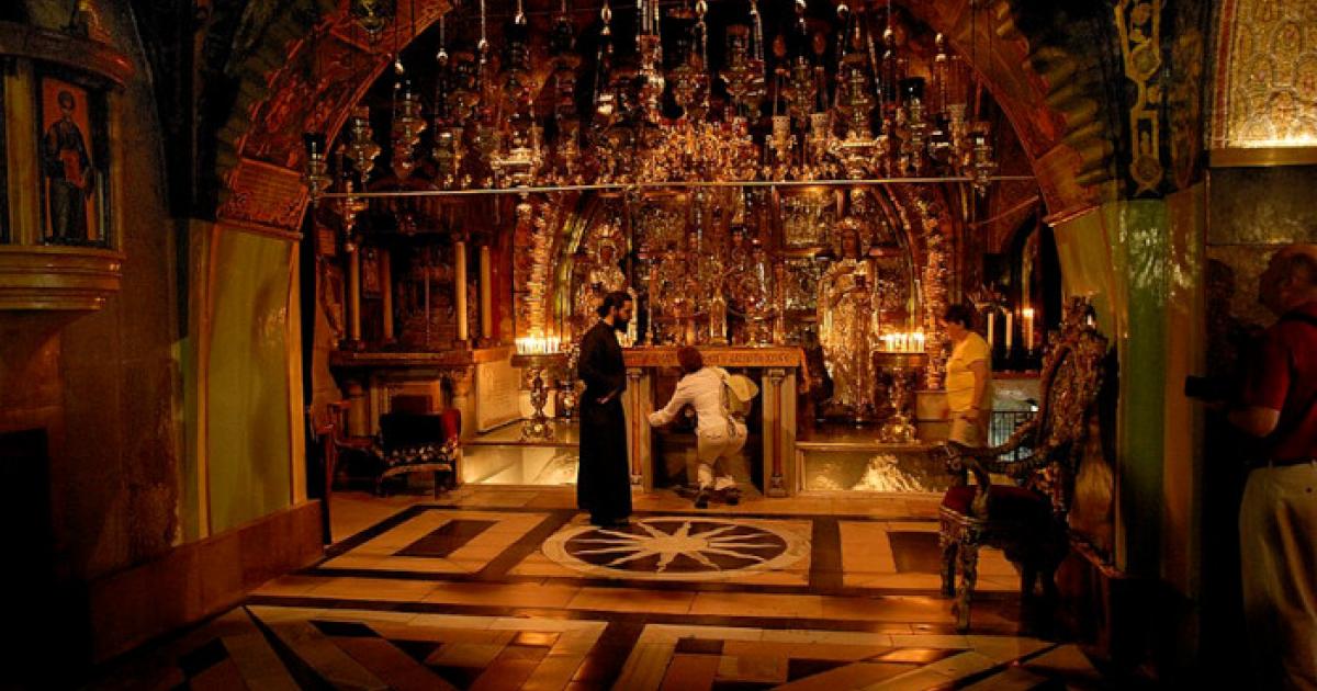 Traditional site of Golgotha, within the Church of the Holy Sepulchre, Jerusalem 