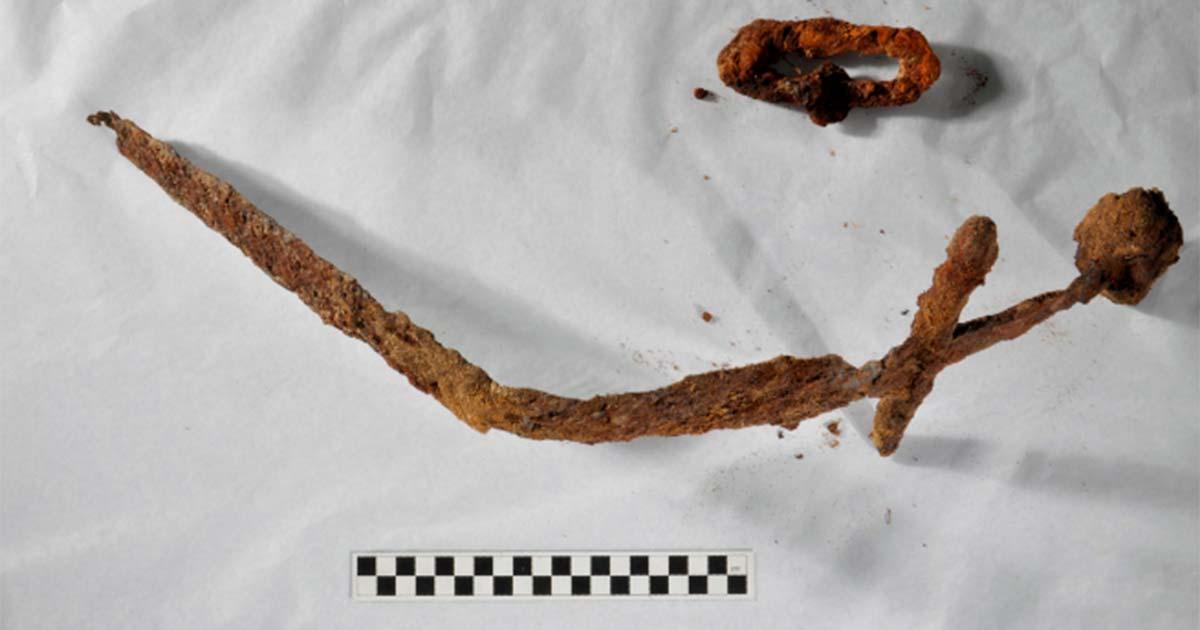 12th century Crusader sword and a part of the scabbard found in a geothermal pipe trench, Salo, Finland.   Source: Riikka Saarinen / Turku Museum Center/University of Turku	