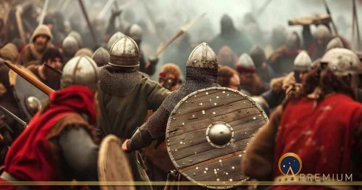 Representation of Anglo-Saxon warriors in battle. Source: Sarah / Adobe Stock