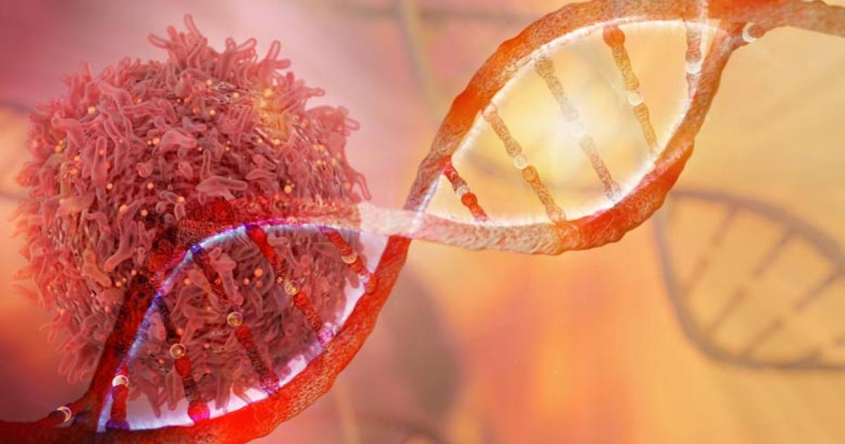 DNA strand and Cancer Cell Oncology Research Concept 3D rendering	Source: catalin/Adobe Stock